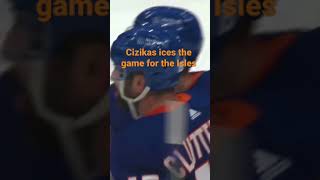 Cizikas scores on the empty net, 3-1 islanders game 4 2021 (clip from NHL)