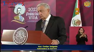 Evelyn Salgado informa a AMLO sobre las muertos tras paso de Otis