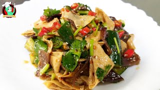 PECINTA PEDAS...!!cara membuat salad timun dan kulit tahu pedas sederhana || ala taiwan