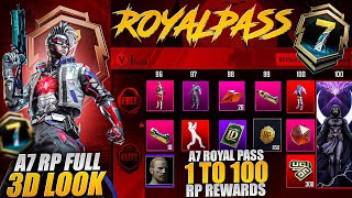 Finally 😍 A7 Royal Pass 1 To 100 Rp Rewards With 3d Look | Next Premium Crate Upgraded Gun | Pubgm