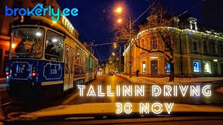 Tallinn driving video 30 Nov 2022   early morning before sunrise