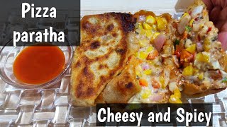 Pizza Paratha Recipe | Indian Veg Brunch | breakfast recipes and kids lunch box snack idea