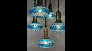 Moroccan Sultan Design Mosaic Chandelier 5 Globe  ♡ YIASSU.COM