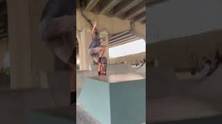 Clearing a huge gap at local skatepark #youtubeshorts #skateboarding