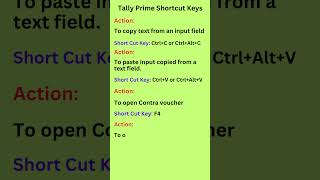 copy paste and open text shortcut keys #Tally Prime and Accounting Concepts #tallyprime