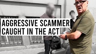 Scammer tries to cheat in front of our camera then runs away