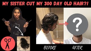 I got my sister to cut my 300 day old hair and this happened...