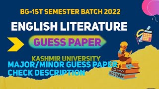 English Literature Guess Paper BG IST Sem | Guess Paper Of English Literature  BG IST Sem