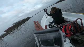 4 man vhull boat 13ft top speed on powermat 580 2 stroke outboard motor 5.8hp 7mph on river clyde uk