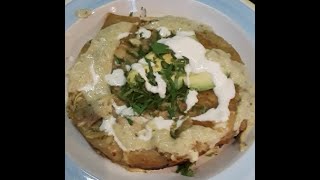 Chilaquiles  with Roasted Poblano and Tomatillo Sauce