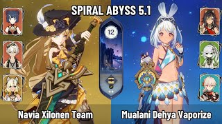 C0 Navia Xilonen Team | C0 Mualani Dehya Burgeon Vaporize | New Spiral Abyss 5.1 | Genshin Impact