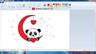 Half moon Panda 🐼 draw // how to draw half moon panda // computer painting