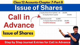 Calls in advance | Issue of Shares | Class 12 | Accounts | Company Accounts | Ch7-Part 8