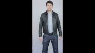 Men's Black Washed Leather Jacket - Ohio