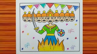 Ravan Drawing / How to Draw Ravan / Dussehra Drawing / Festival Drawing / Ravan Drawing Easy Steps