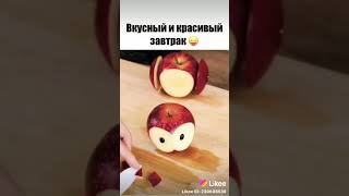 Красивая и милая сова из двух яблок