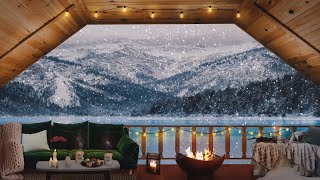 Cozy Winter Ambience | Winter Cozy Porch Ambience &  Beautiful Falling Snow