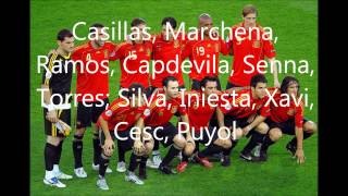 Selección española de fútbol. Once iniciales ganadores