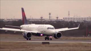 Delta Airbus A220 landing at Dallas DFW International Airport