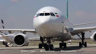 AWESOME! Airbus A340-600 Landing and Taxi Mahan air planes