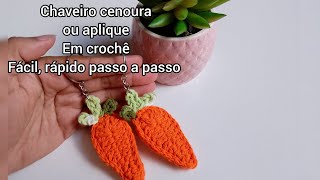 Chaveiro em crochê  cenoura 🥕 ou (aplique) fácil, rápido passo a passo