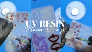 Uv resin in Halloween Earrings mold! Super cute pieces! #resin #craft #halloween #uvresin #resinart