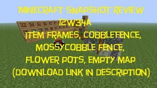 Minecraft Snapshot 12w34a Review: Items Frames, Cobblestone Wall, Flower Pots , Empty Map