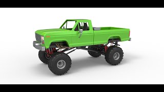 3D printable Wheel Standing Mega Truck Scale 1:25 3D model view