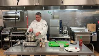 Chef Bill Making Hollandaise Sauce With Students for Eggs Benedict With a Sausage Gravy Twist