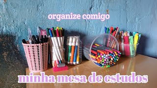 organize comigo MINHA MESA DE ESTUDOS 📚💜✨ #materialescolar #organização #caneta