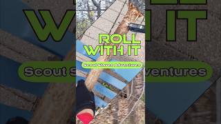 Roll with it - Using a small saw to cut a log. Scout Stave Adventures! #shorts #scout #camping