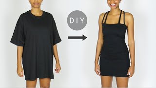 DIY Little Black Dress From an Oversized Men's T-Shirt (Easy Sewing!)