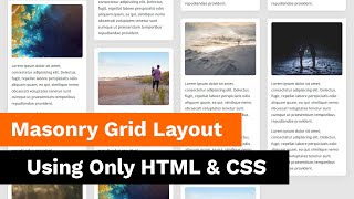 Easy Masonry Grid Layout Using Only HTML & CSS | Masonry Layout Using Only CSS Grid