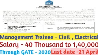 Nbcc management trainee recruitment 2021 , civil electrical! through GATE 2021