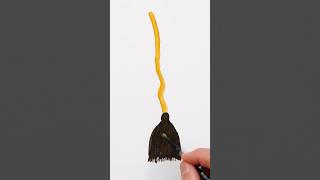 Halloween Witch Broom Painting! Art for Kids  #shorts #painting #art #halloween