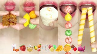 asmr EMOJI FOOD CHINESE MALA SNACK CANDY 이모지 먹방 중국간식 사탕 eating sounds