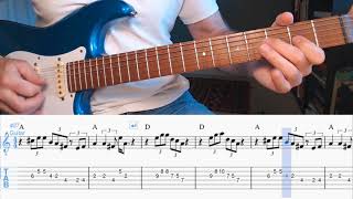 Blues guitar lesson Shuffle in A BPM 100