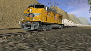 UP Tier 4 Pulls Long RoadRailer Meets Amtrak train