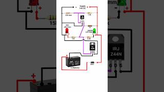 Auto cut off 12V Battery charger Circuit diagram #shorts #pbexperiment