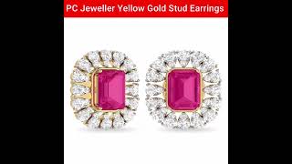 PC Jeweller Yellow Gold and Solitaire Stud Earrings for Women #shorts #nsoni