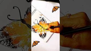 Beautiful Butterfly Painting ideas Using Natural Leaf 🌿 #butterfly #diy #art #painting #leafart