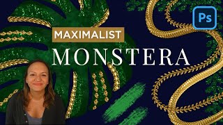 Illustrate a Luxurious Emerald & Gold Maximalist Monstera Motif with 5 Photoshop Brushes - Tutorial