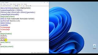 LaTex dasturida Matritsa va diterminantlar kiritish