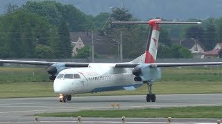 Austrian Airlines Dash 8 takeoff at Graz Airport | OE-LGF