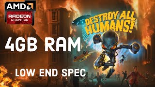 Destroy All Humans Government laptop gameplay | amd r4 graphics | 4Gb Ram | 512Mb Vram | lag fix