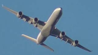 Lufthansa Airbus a340-642 windy climb and turn from JFK airport