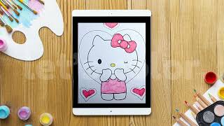 Coloring videos   Hello Kitty flying kiss #coloringpages #coloringbook #coloringforkids