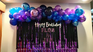 Galaxy Theme backdrop for Birthday using Crepe Paper