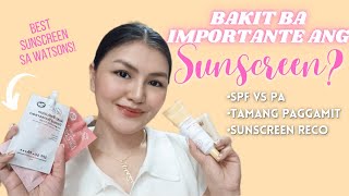 MGA KAILANGAN MONG MALAMAN BAGO BUMILI NG SUNSCREEN + BEST SUNSCREEN RECO NA MABIBILI SA WATSONS!