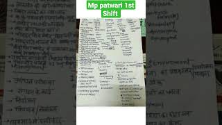 mp patwari 1st shift questions/mp patwari pepar